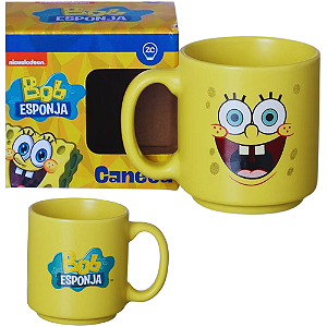 Mini Caneca Bob Esponja Empilhável Café Expresso Cerâmica 100ML Oficial Nickelodeon