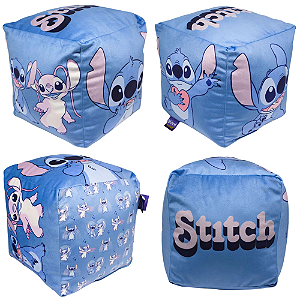 Almofada Stitch 3D Cubo Bloco Aveludada Oficial Disney