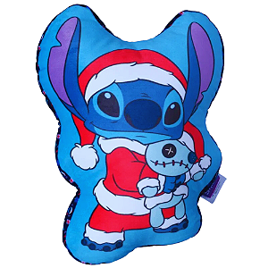 Almofada 3d Stitch Papai Noel Natal Aveludada Oficial Disney