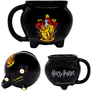 Caneca 3D Caldeirão Grifinoria Gryffindor Porcelana 500ml Oficial Harry Potter