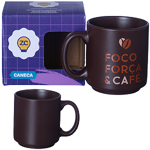 Mini Caneca Foco Força E Café Marrom Café Expresso Empilhável Cerâmica 100ML