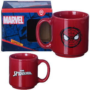 Mini Caneca Homem-Aranha Spider-Man Vermelha Café Expresso Empilhável Cerâmica 100ML Oficial Marvel