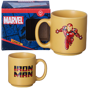 Mini Homem De Ferro Iron Man Amarela Café Expresso Empilhável Cerâmica 100ML Oficial Marvel