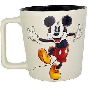 Caneca Mickey Mouse Cerâmica Branca 400ML Oficial Disney 100 Anos