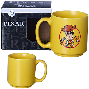 Mini Caneca Xerife Woody Amarela Café Expresso Empilhável Cerâmica 100ML Oficial Toy Story Disney Pixar
