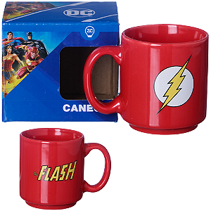 Mini Caneca Flash Vermelho Café Expresso Empilhável Cerâmica 100ML Oficial DC Comics
