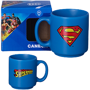 Mini Caneca Superman Super HomemAzul Café Expresso Empilhável Cerâmica 100ML Oficial DC Comics