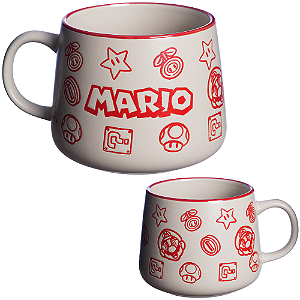 Caneca Super Mario Cerâmica Fosca Com Estampa Baixo Relevo 500ML Oficial Nintendo