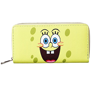 Carteira Bob Esponja Amarela Com Textura 19x10cm De Zíper Oficial Nickelodeon