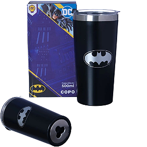 Copo Térmico Batman Gelado Quente 500ml Com Tampa Abridor Garrafas Oficial Dc Comics