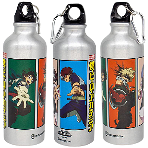 Garrafa Boku No Hero Alumínio Com Mosquetão 500ML Oficial My Hero Academia