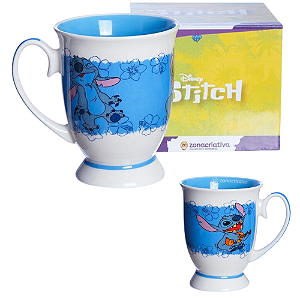 Caneca Stitch Clássica Cerâmica 300ml + Caixa Presente Oficial Disney
