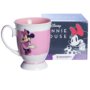 Caneca Minnie Mouse Clássica Cerâmica 300ml + Caixa Presente Oficial Disney