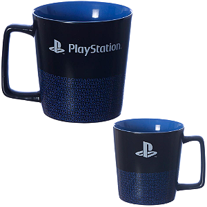 Caneca Playstation Logo Cerâmica Azul E Preta 400ML Oficial DC Sony