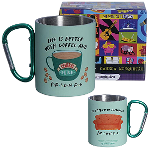 Caneca Central Perk Aço Inox Verde Com Mosquetão Oficial Friends