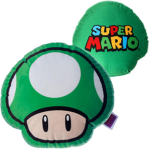 Almofada Mushroom Cogumelo Verde 3D Aveludada Oficial Super Mario