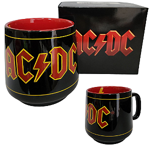 Caneca AC/DC Logo Cerâmica Preta E Vermelha 410ml Oficial