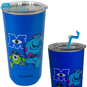 Copo Sullivan E Mike Wazowski Térmico Quente Gelado 500ml Com Tampa Oficial Monstro S.A.