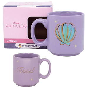 Mini Caneca Princesa Ariel Café Expresso Empilhável Cerâmica 100ML Oficial Disney