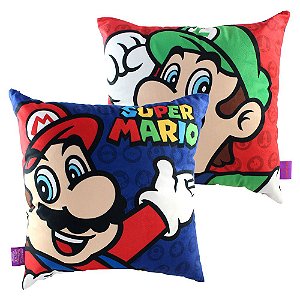 Almofada Mario Luigi Aveludada 40x40 Oficial Super Nintendo
