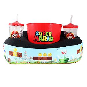 Kit Super Mario Almofada Balde Pipoca Copos Oficial Nintendo