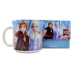 Caneca Princesas Anna Elsa Cerâmica 350ml Oficial Frozen II