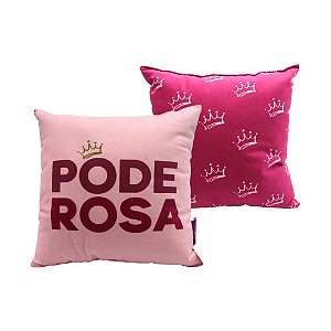 Almofada Poderosa Rosa Aveludada Quadrada 40 x 40 cm