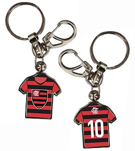 Chaveiro Flamengo Camisa 10 Metal Com Mosquetão - Oficial