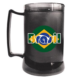 Caneca Brasil Preta Gel Congelante 400 ML Oficial Escudo