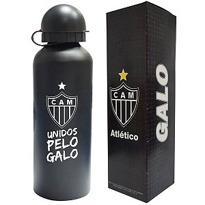 Garrafa Atlético Mineiro Squeeze Alumínio Preto Oficial Galo