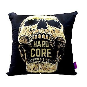Almofada Caveira Crânio Hard Core Preta Aveludada 40 x 40 CM