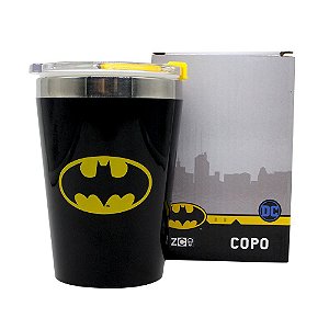 Copo Batman Logo Térmico Com Tampa 300ML Oficial DC WB