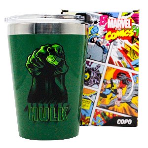 Copo Hulk Mão Semi-térmico Com Tampa 300 ML Oficial Marvel