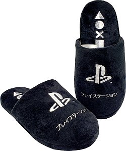 Pantufa PlayStation Chinelo De Quarto Preto Logo Oficial
