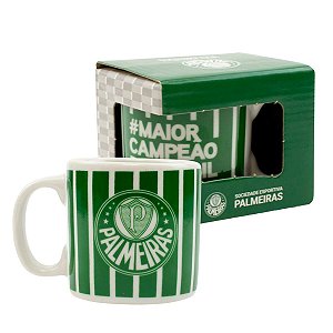 Caneca Palmeiras Porcelana 320ml Branca Com Escudo Oficial