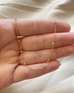 Colar Bolinhas Longo Banho Ouro 18K