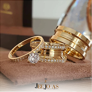 Par Aliança Casamento Premium Cravejada 10mm