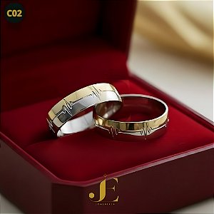 Par de Aliança Bodas de Prata 25 anos com Patimento Cradíaco 7mm
