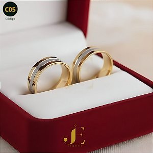 Par de Aliança Bodas de Prata 25 Anos Moeda Antiga e Prata 8mm