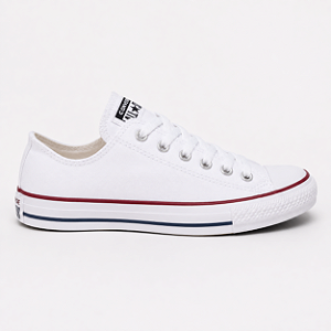 ALL STAR CHUCK TAYLOR BRANCO COM LINHA VERMELHA COURO SINTÉTICO