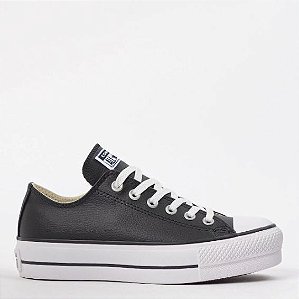 ALL STAR CHUCK TAYLOR PRETO PLATAFORMA COURO SINTÉTICO