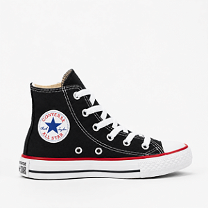 ALL STAR CHUCK TAYLOR PRETO LINHA VERMELHA LONA INFANTIL