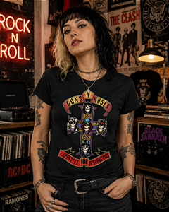 BABY LOOK GUNS N' ROSES APPETITE FOR DESTRUCTION STAMP BB 476
