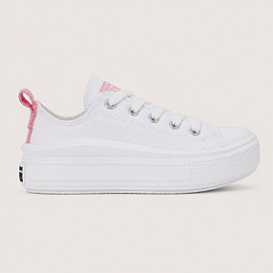 ALL STAR CHUCK TAYLOR PLATAFORMA MOVE BRANCO / ROSA NEON CANO CURTO INFANTIL