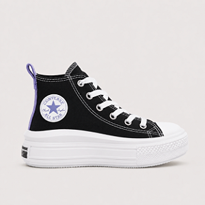 ALL STAR CHUCK TAYLOR PLATAFORMA MOVE PRETO LUA ROXA CANO LONGO INFANTIL