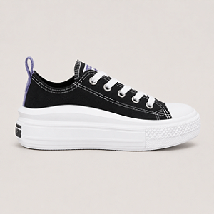 ALL STAR CHUCK TAYLOR PRETO LUA ROXA PLATAFORMA MOVE CANO CURTO INFANTIL