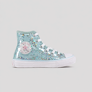 ALL STAR CHUCK TAYLOR AZUL 002 GLITTER CANO LONGO INFANTIL