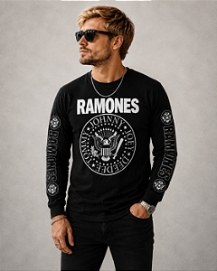 Camiseta Manga Longa Ramones Long 006 Stamp Rock Wear