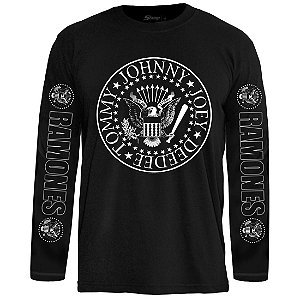 Camiseta Manga Longa Ramones Long 006 Stamp Rock Wear