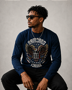 Camiseta Manga Longa Ramones Long 018 Stamp Rock Wear